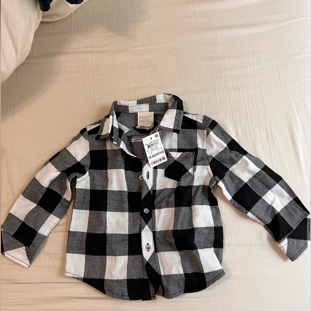 First Impressions Black and White Button Down